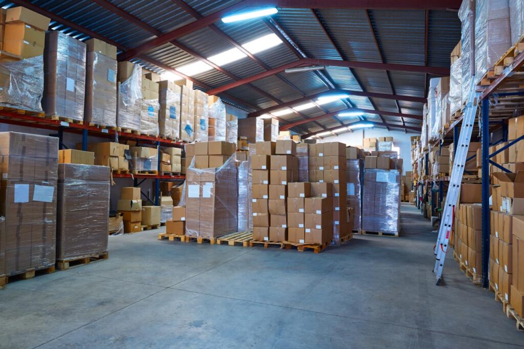 A warehouse full with stockpiled goods in case of a no deal Brexit